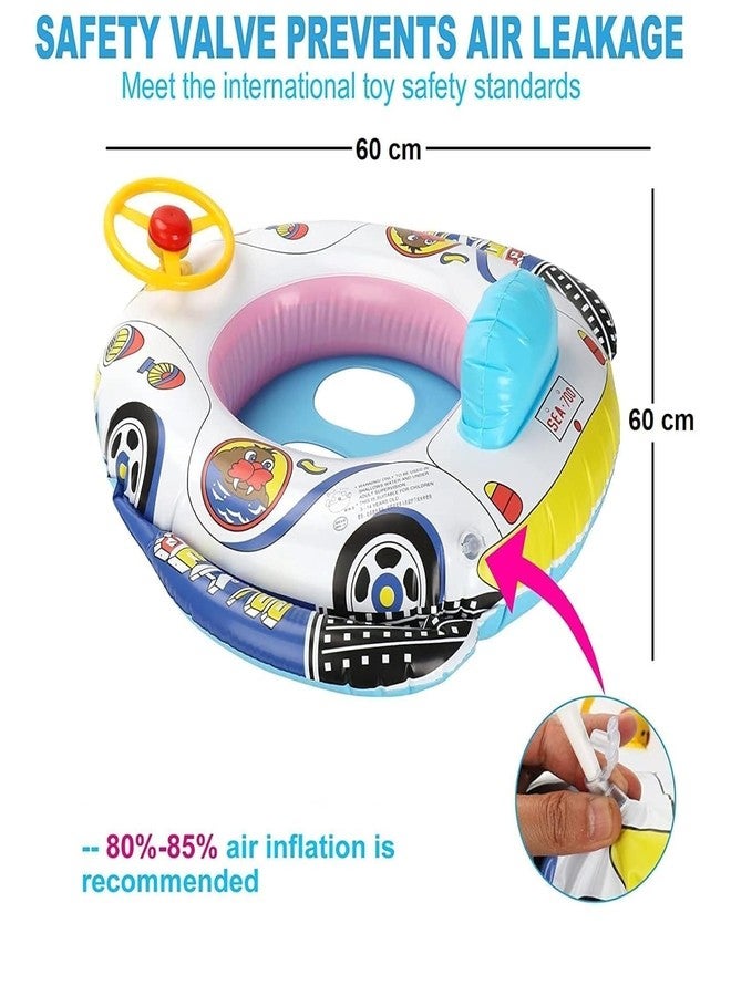 EXOFLY Car Swimming Pool Tube for Kids with Manual Pump Baby Swimming Tube Safe Anti-flip Inflatable Swimming Floats for Kids Swimming Accessories for Kids Pool Tube Bath Ring Baby Float - Image 3